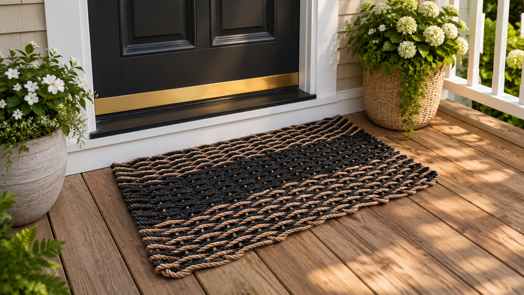 romanmade マザー　ブルーシャッドアルミ貼り Large Double Weave Doormats – Little Salty Rope