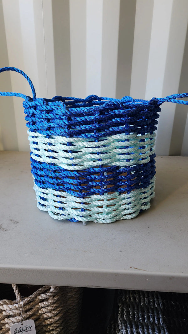 16 x 12 inch Lobster Rope 4 stripe. Seafoam and Blue Little Salty Rope