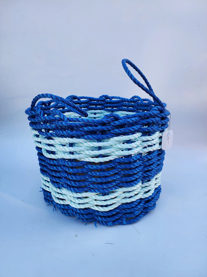 16 x 12 inch Lobster Rope Basket,  Blue and seafoam Little Salty Rope