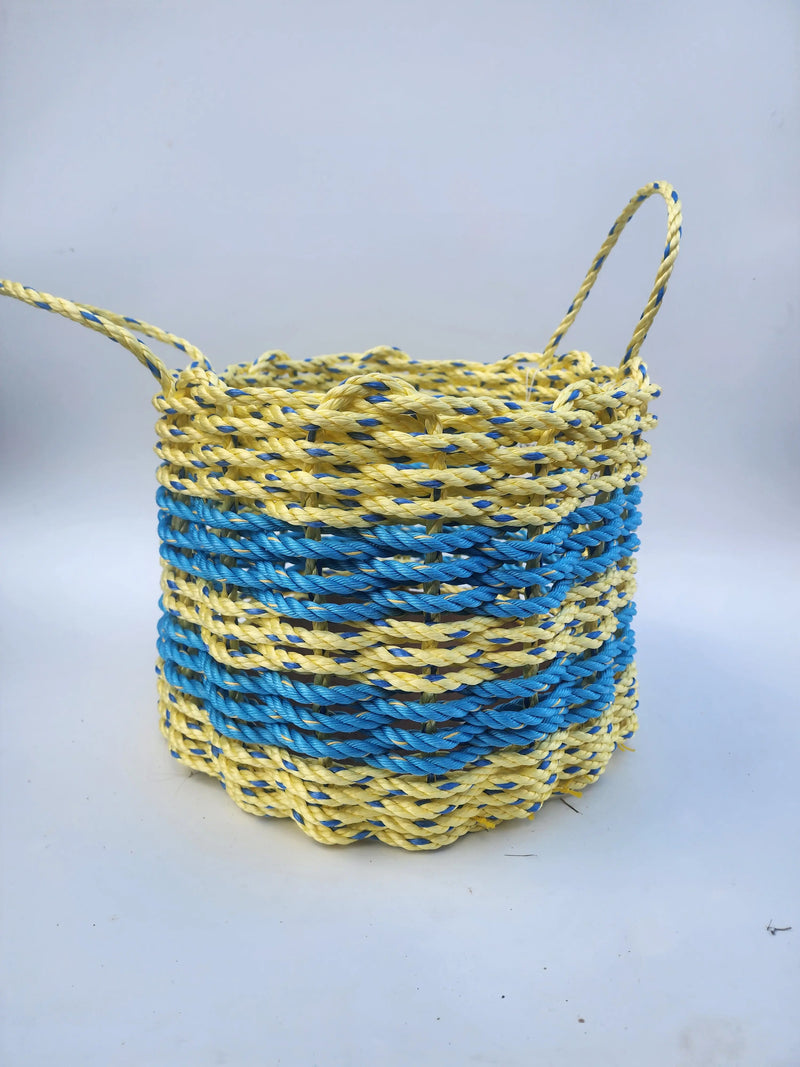 16 x 12 inch Lobster Rope Basket, Light Yellow and light Blue Little Salty Rope