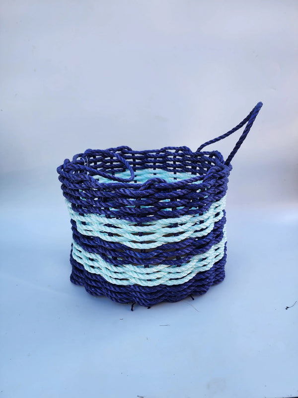 16 x 12 inch Lobster Rope Basket,  Purple and seafoam Little Salty Rope