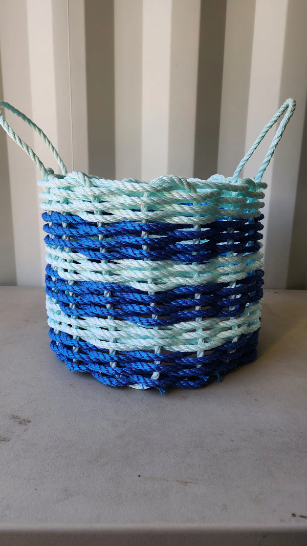 16 x 12 inch Lobster Rope Blue and Seafoam 6 stripe Little Salty Rope