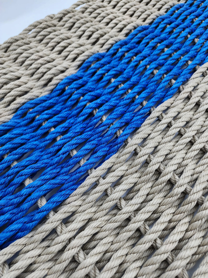 Lobster Rope Mat,  Tan and Blue