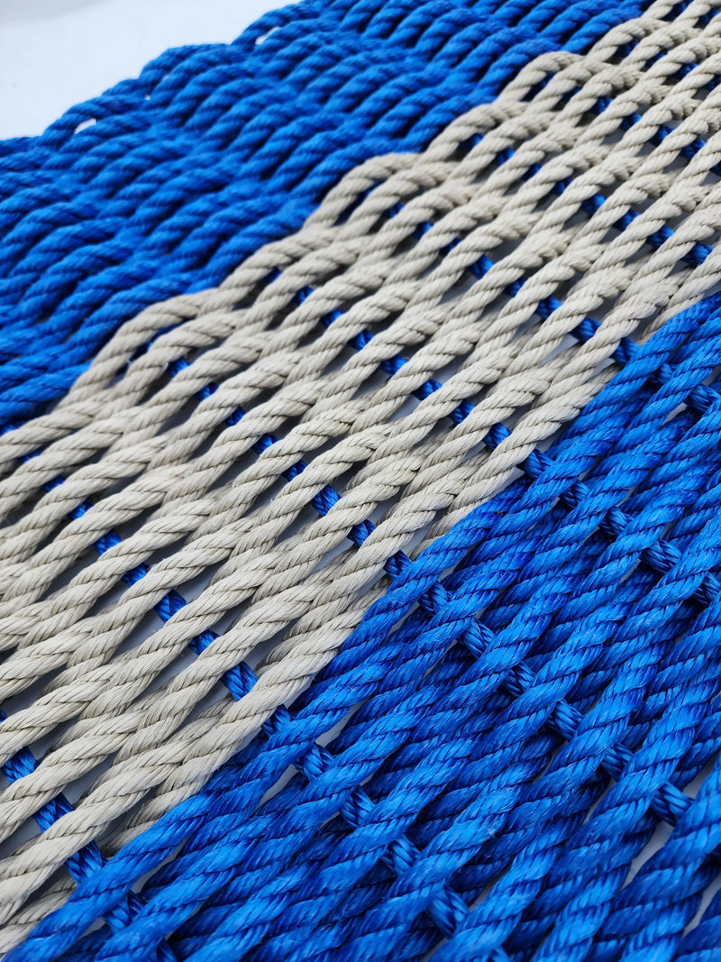 Lobster Rope Mat,  Blue and Tan