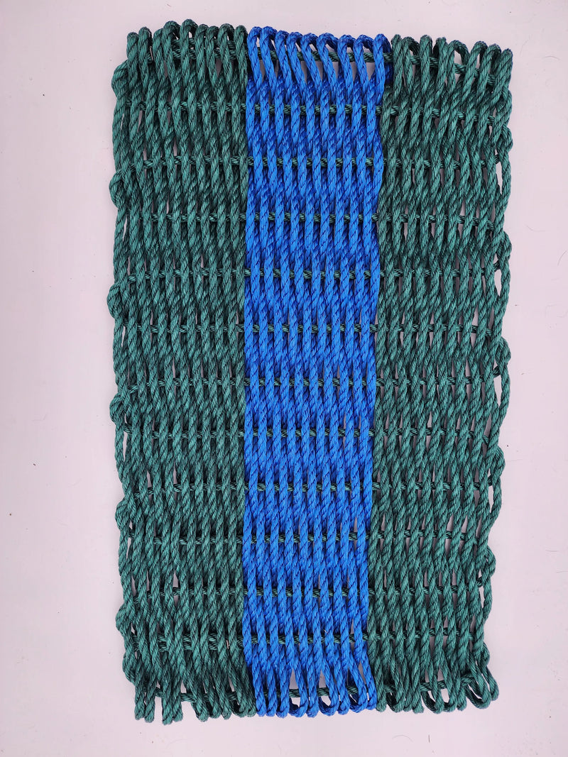 Lobster Rope Mat,  Hunter Green and Blue