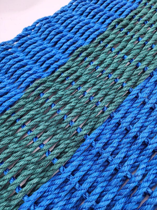 Lobster Rope Mat,  Blue and Hunter Green