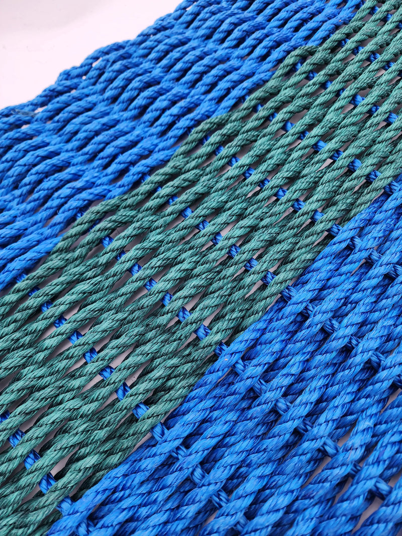 31 x 18 Inch Lobster Rope Mat,  Blue and Hunter Green