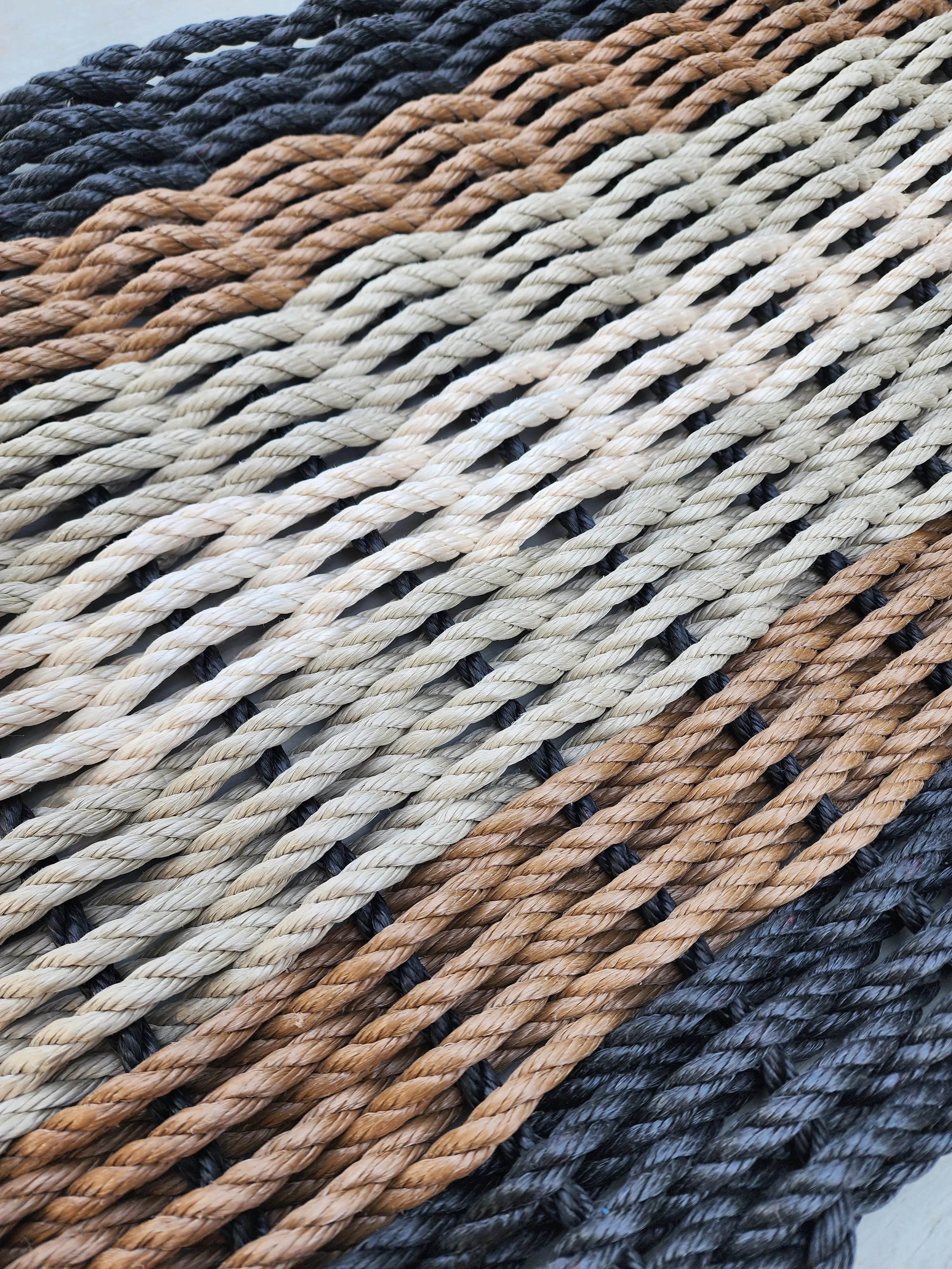 5 Stripe Lobster Rope Mat Teal, Navy Blue, Seafoam - Little Salty Rope