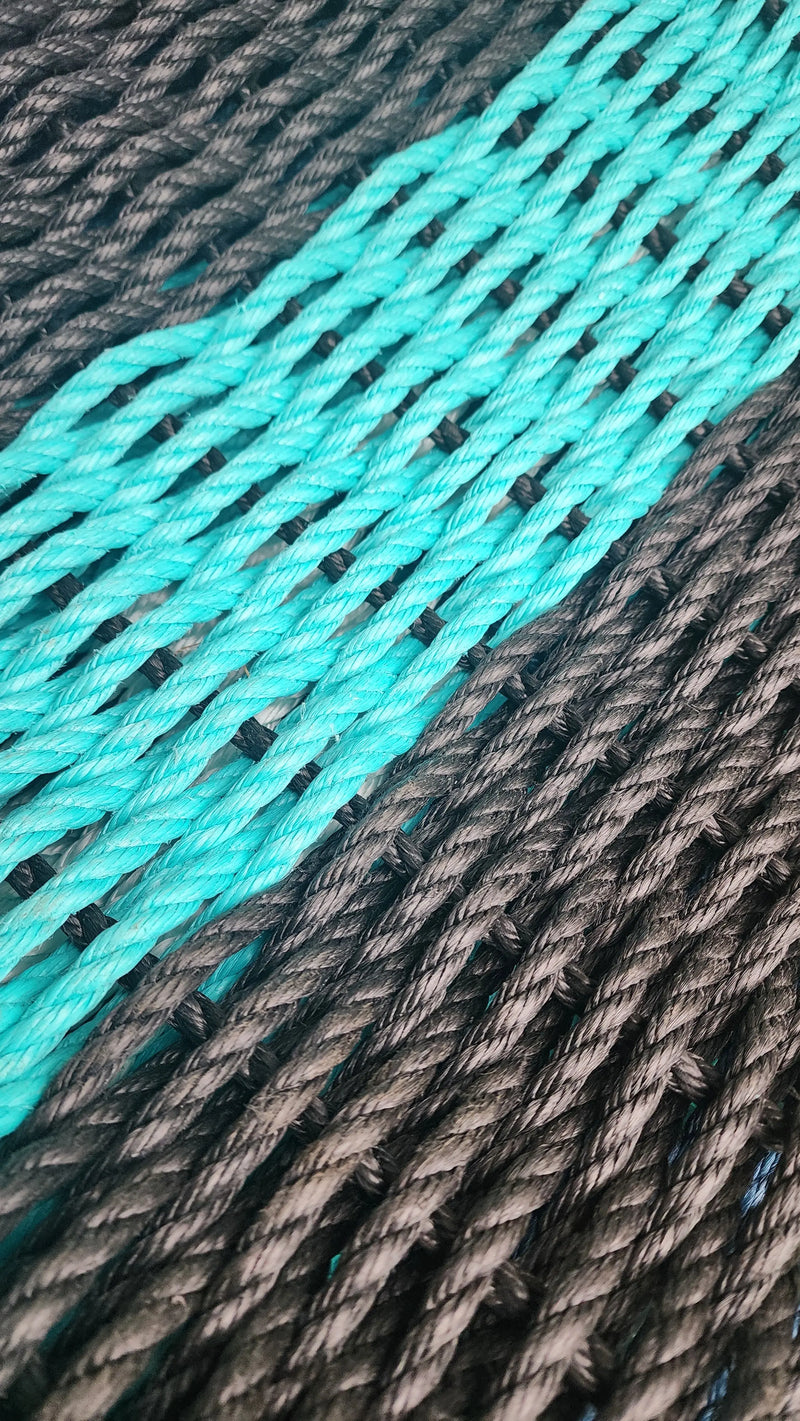 31 x 18 Inch Lobster Rope Mat Black and Teal Little Salty Rope