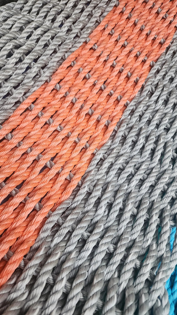 31 x 18 Inch Lobster Rope Mat, Gray and Orange Little Salty Rope