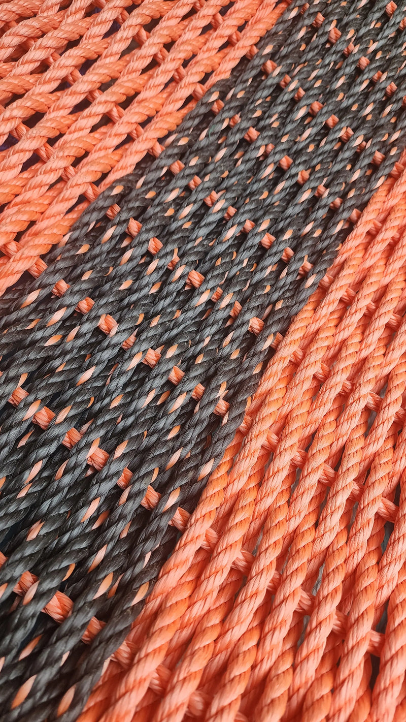 31 x 18 Inch Lobster Rope Mat, Orange and Black Danline Little Salty Rope