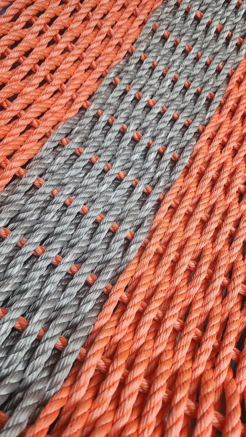 31 x 18 Inch Lobster Rope Mat, Orange and Gray Little Salty Rope