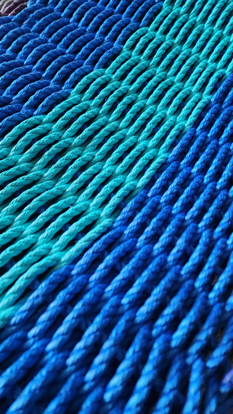 40 x 20 Lobster Rope Mat Blue and Teal Little Salty Rope