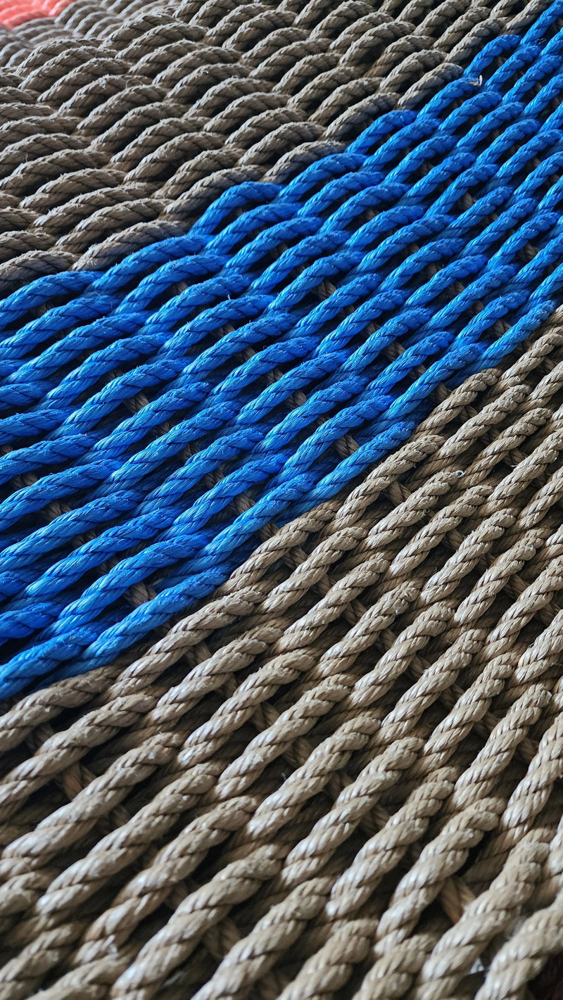 40 x 20 Lobster Rope Mat Brown and Blue Little Salty Rope