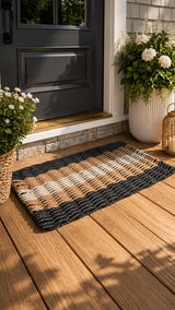 5 Stripe Lobster Rope Mat Black Brown Tan Little Salty Rope