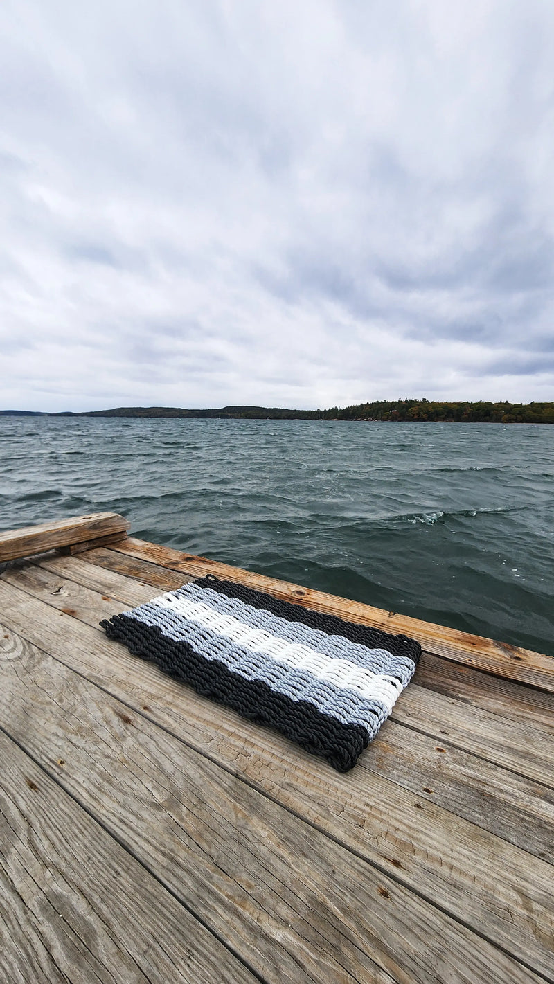 5 Stripe Lobster Rope Mat Black Gray White Little Salty Rope