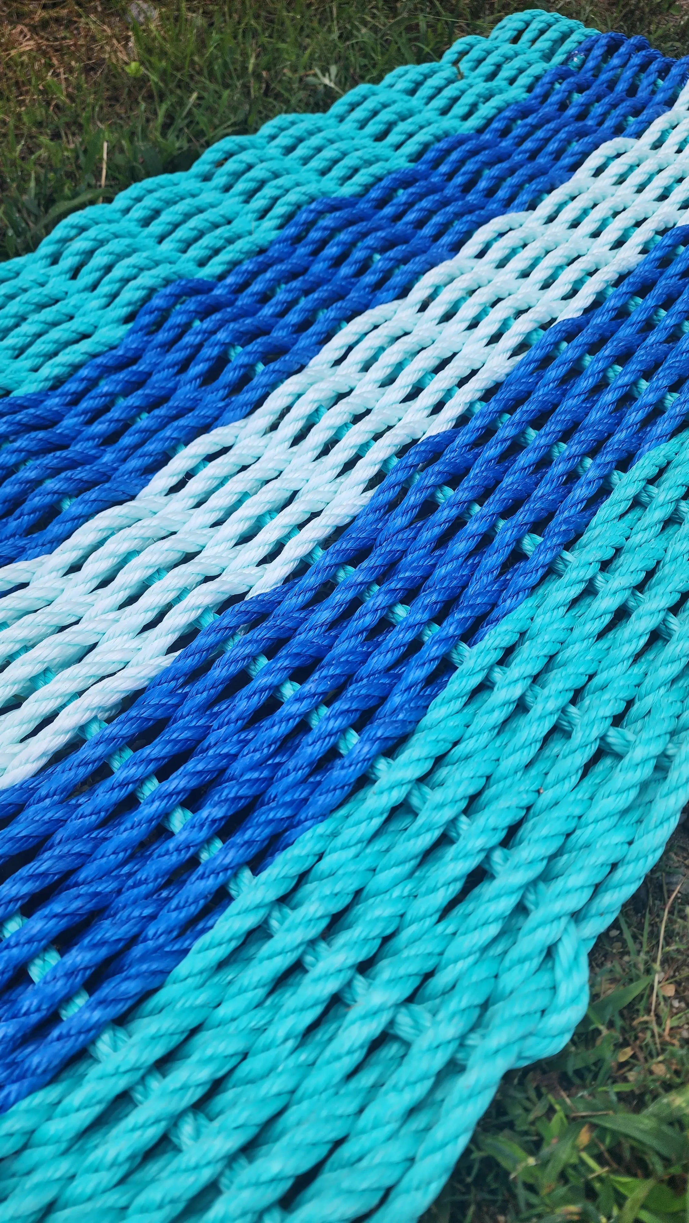 5 Stripe Lobster Rope Mat Teal, Blue and Seafoam – Little Salty Rope