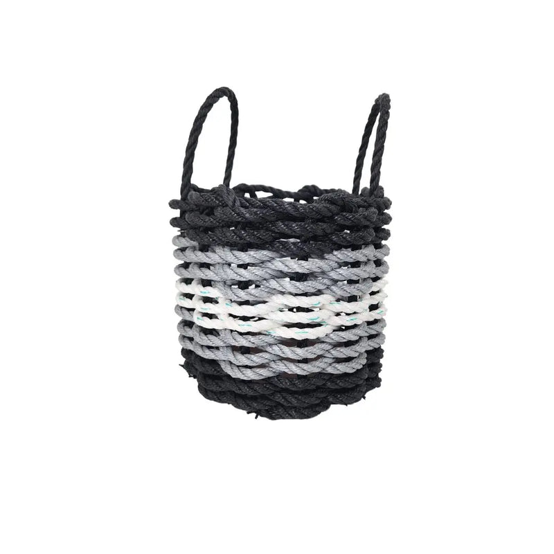 Five Stripe Rope Storage Basket Black, Gray and White