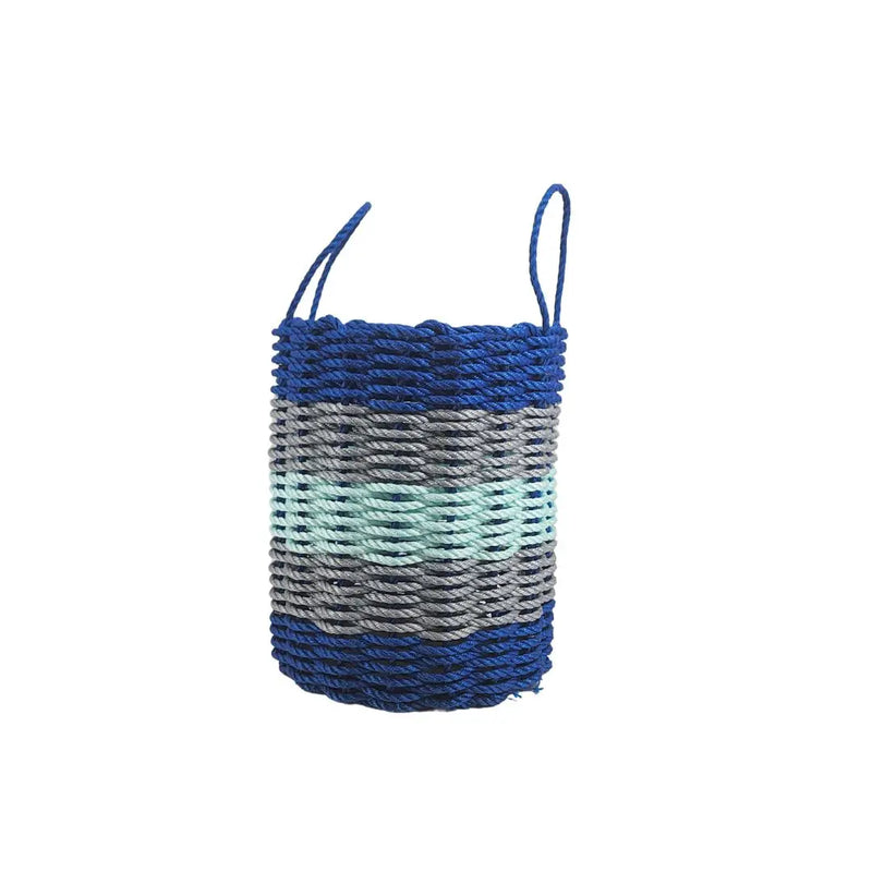 Five Stripe Rope Storage Basket Blue, Gray and Seafoam