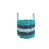 Five Stripe Rope Storage Basket Teal, Navy Blue & Seafoam