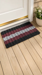 Black, Burgundy & Gray 5-Stripe Lobster Rope Doormat Little Salty Rope