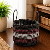 Black, Burgundy & Gray Five Stripe Rope Basket Little Salty Rope