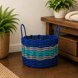 Blue, Teal & Light Gray Accent Rope Basket Little Salty Rope