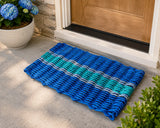 Blue, Teal & Light Gray Lobster Rope Doormat Little Salty Rope
