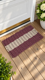 Burgundy & Tan Lobster Rope Doormat Little Salty Rope