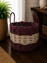 Burgundy & Tan Rope Basket Little Salty Rope