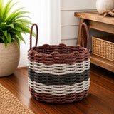 Burgundy, Gray & Black Five Stripe Rope Basket Little Salty Rope