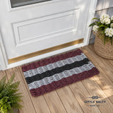 Burgundy, Light Gray & Black 5-Stripe Lobster Rope Doormat Little Salty Rope