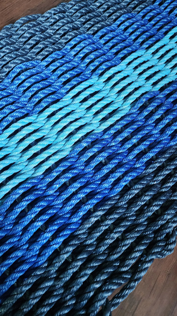 Five Stripe Rope Mat Navy Blue, Blue, Light Blue Little Salty Rope