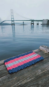 Five Stripe Rope Mat, Navy, Pink and Gray Little Salty Rope