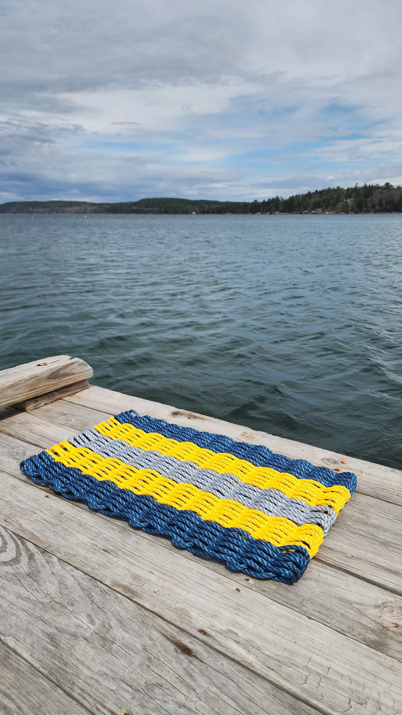 Five Stripe Rope Mat made with Lobster Rope Navy, – Little Salty Rope