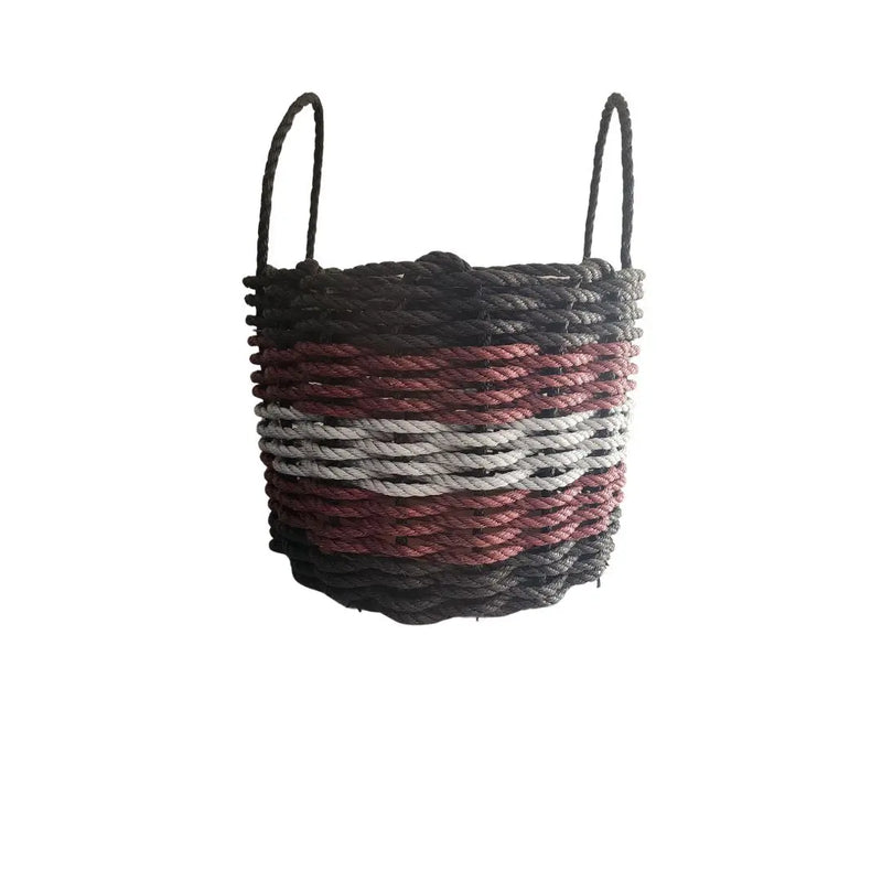 Five Stripe Rope Storage Basket Black, Burgundy, Gray Little Salty Rope