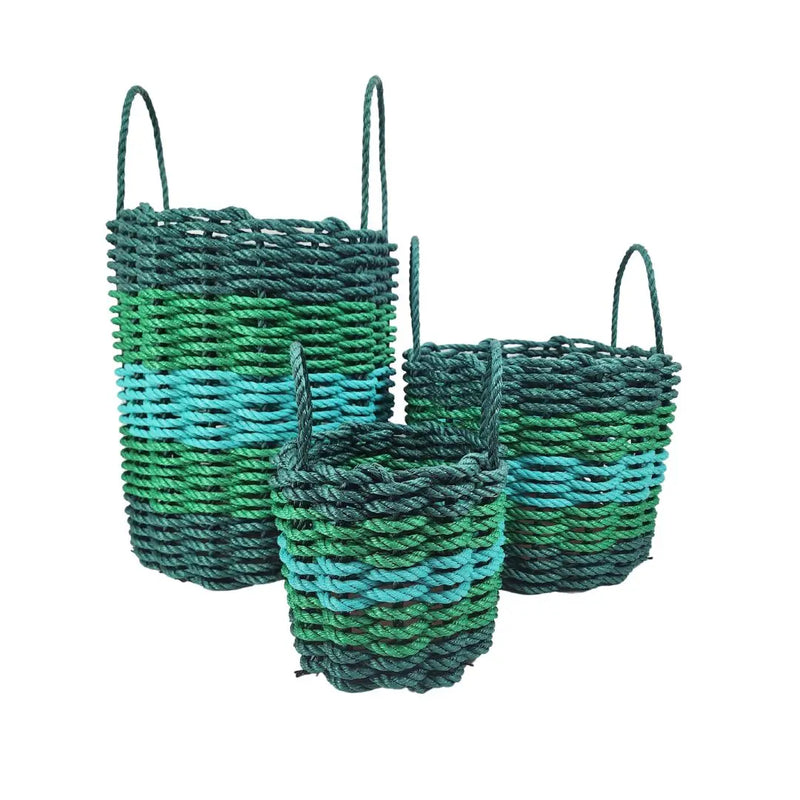 Five Stripe Rope Storage Basket Hunter Green, Green, Teal Little Salty Rope