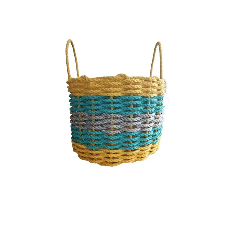 Five Stripe Rope Storage Basket Yellow, Teal & Gray Little Salty Rope