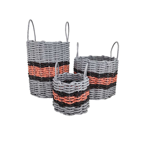 Lobster Rope Basket, Gray and Salmon with Black Accents Little Salty Rope