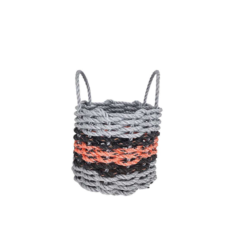 Lobster Rope Basket, Gray and Salmon with Black Accents Little Salty Rope