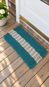 Hunter Green & Tan Lobster Rope Doormat Little Salty Rope