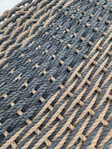 Large Double Weave Lobster Rope Mat, Black and Brown Little Salty Rope
