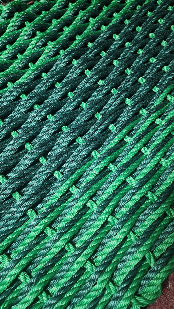 Large Doubleweave Hunter Green and Green Lobster Rope Mat Little Salty Rope