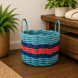 Light Blue, Pink & Blue Accent Rope Basket Little Salty Rope