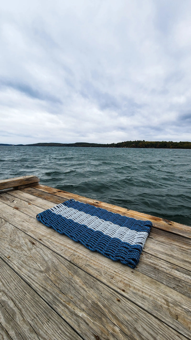 Lobster Rope Mat Navy Blue and Light Gray Little Salty Rope