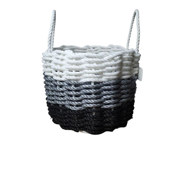 Lobster Rope Storage Basket, Black Gray White Ombre Little Salty Rope