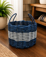Navy Blue & Gray Rope Basket Little Salty Rope