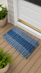 Navy Blue & Light Gray Double Weave Lobster Rope Doormat Little Salty Rope