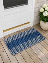 Navy Blue & Tan Double Weave Lobster Rope Doormat Little Salty Rope
