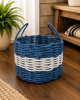Navy Blue & Tan Rope Basket Little Salty Rope